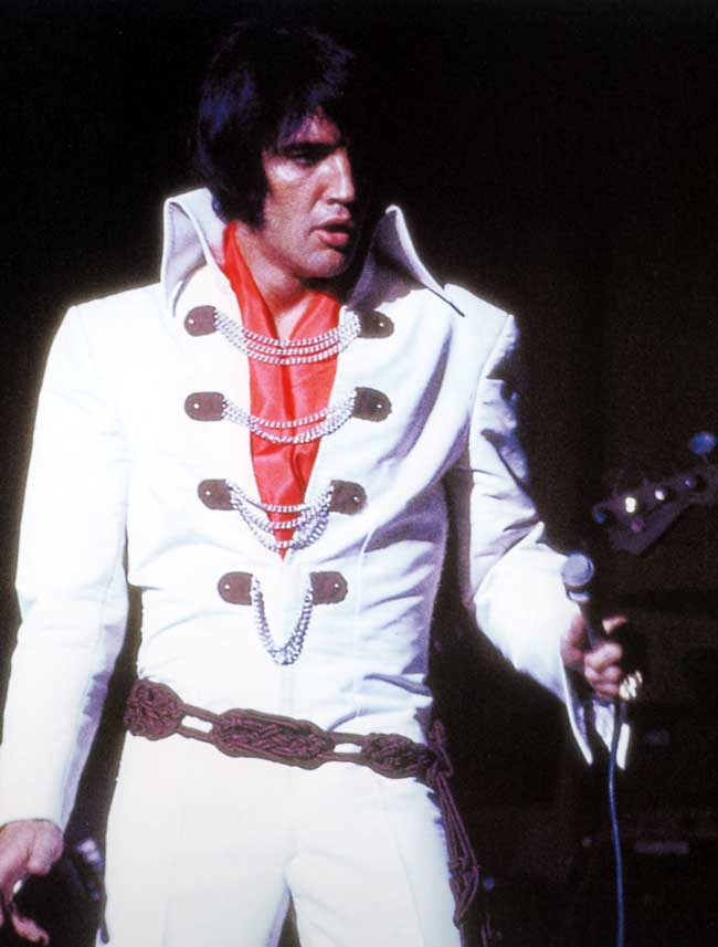Elvis white suit plain with chains and red undershirt